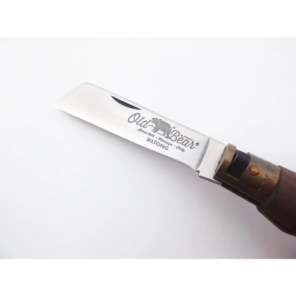 義大利 Antonini Knives Old Bear BILTONG不銹鋼圓頭刀核桃木柄折刀ANT936719LN