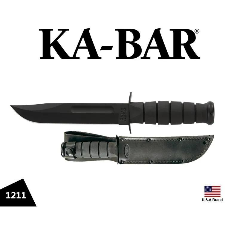 美國Ka-Bar直刀1211平刃4.2mm厚刃1095高碳鋼附皮質刀鞘【KA1211】