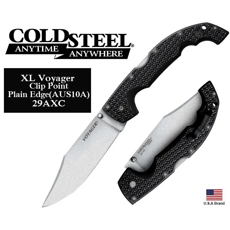 美國Cold Steel冷鋼折刀巨型XL Voyager Clip Point AUS10A鋼黑柄 CS29AXC