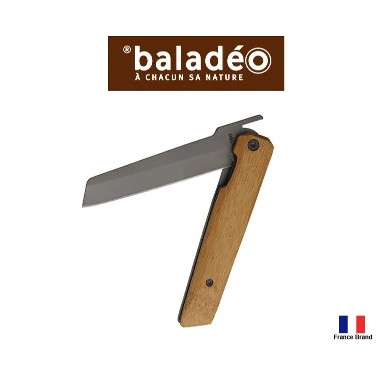 Baladeo法國戶外口袋刀日式肥後守風格灰鈦塗層不銹鋼刀具硬木柄 BECO404