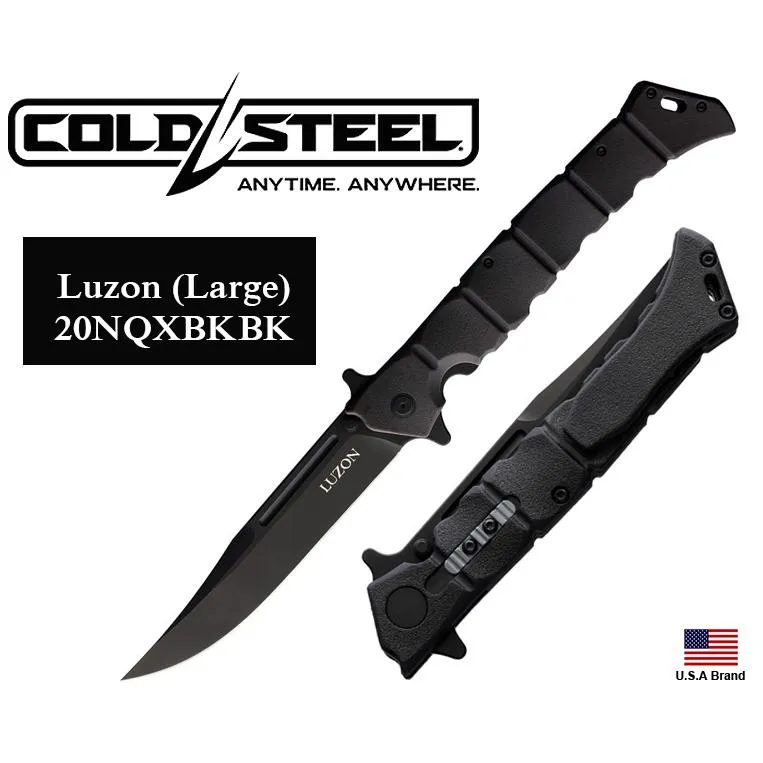 美國Cold Steel冷鋼折刀Luzon(巨型)8Cr13MoV不銹鋼全黑塗層加強鎖定裝置【CS20NQXBKBK】