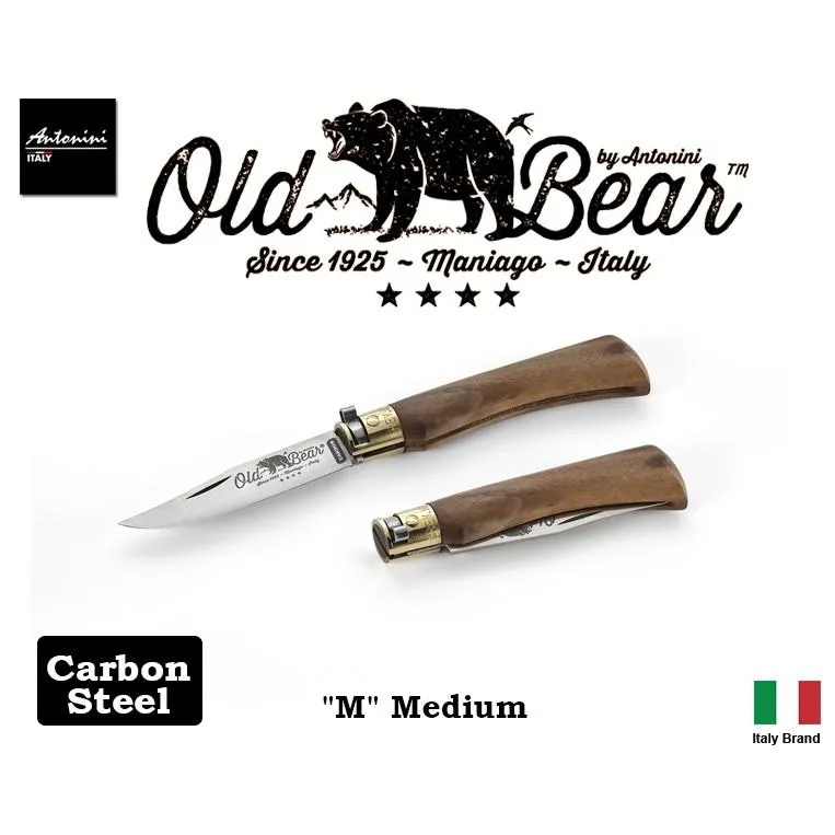 義大利 Antonini Knives Old Bear Carbon碳鋼版 M號核桃木柄折刀【OB001CM】