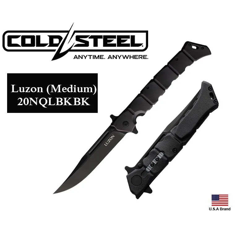 美國Cold Steel冷鋼折刀Luzon(中型)8Cr13MoV不銹鋼全黑塗層加強鎖定裝置 CS20NQLBKBK