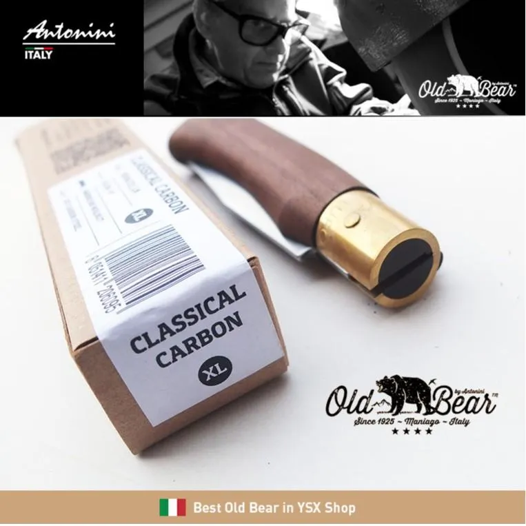 義大利 Antonini Knives Old Bear Carbon碳鋼版 XL號核桃木柄折刀 OB001CXL