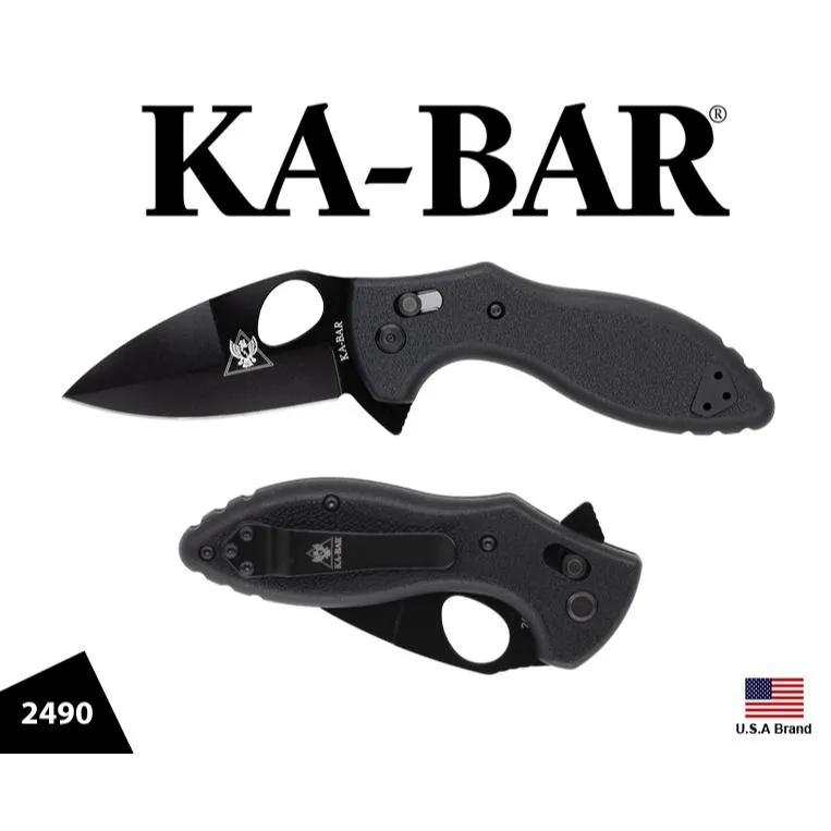 美國Ka-Bar折刀2490 TDI執法刀 AUS-8A高碳鋼GFN握柄附背夾 KA2490
