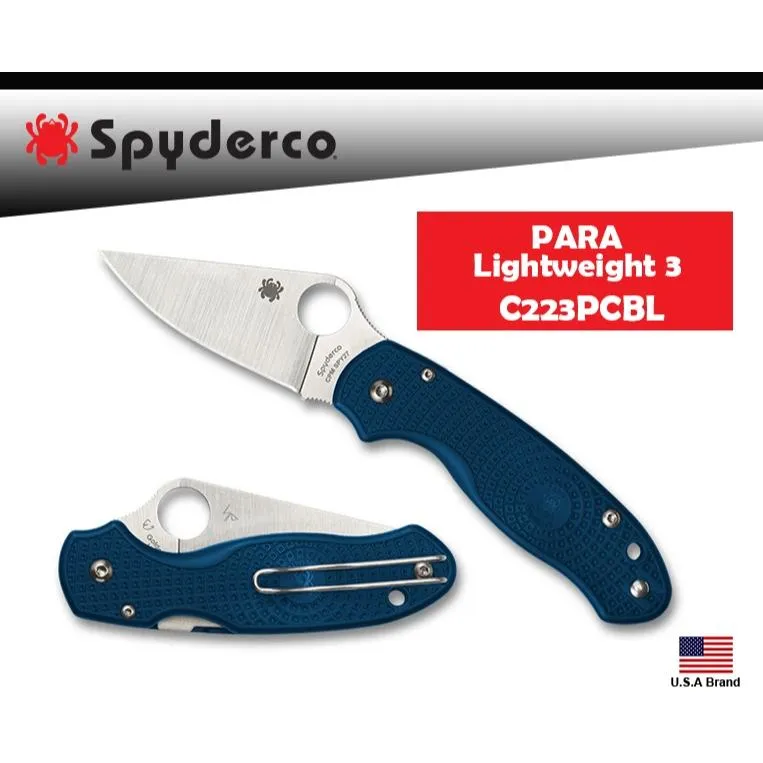 Spyderco美國蜘蛛PARA 3 Lightweigh折刀SPY27粉末鋼FRN握柄 C223PCBL