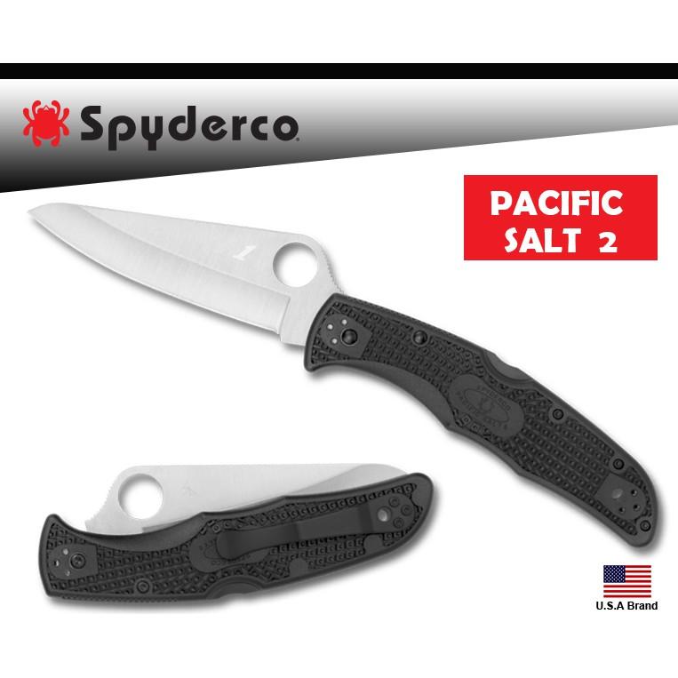 Spyderco美國蜘蛛PACIFIC SALT 2折刀FRN柄日本H-1鋼附背夾【SPC91PBK2】
