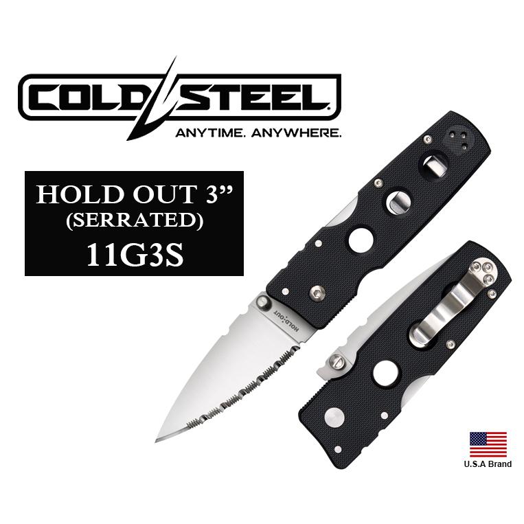 美國Cold Steel冷鋼折刀HOLD OUT 3"全鋸齒刃S35VN粉末鋼G10柄【CS11G3S】