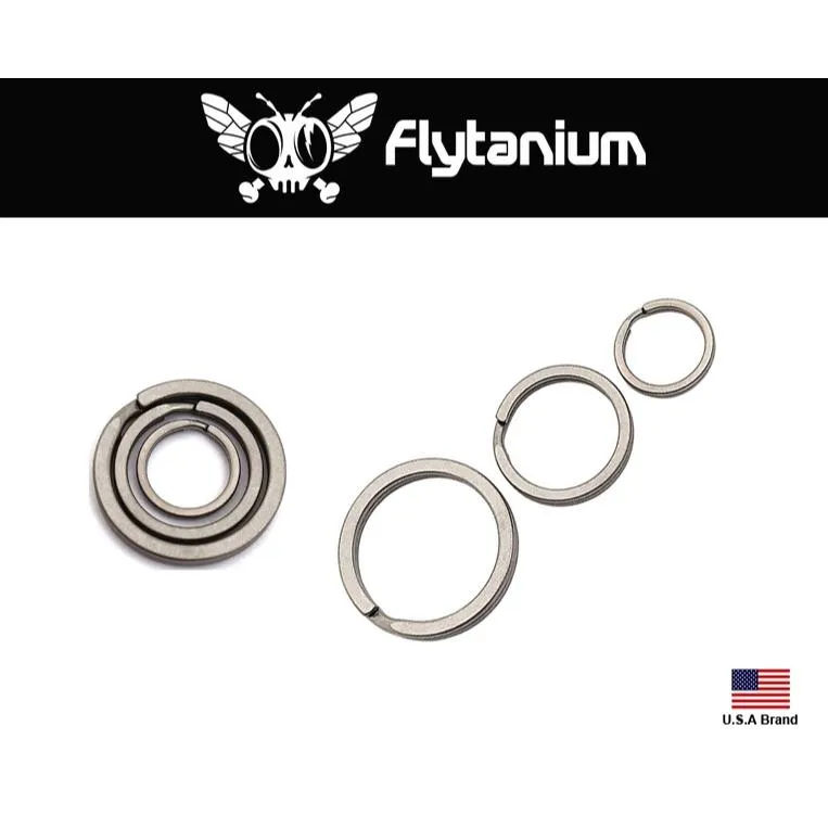美國Flytanium Titanium Three Split Rings石洗紋鈦鑰匙圈三尺寸一組【Fly640】
