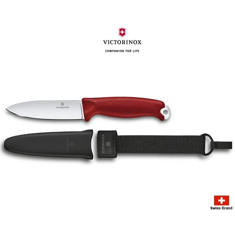 Victorinox瑞士維氏瑞士刀Venture直刀14C28N不銹鋼刀刃紅色TPE握柄3.0902