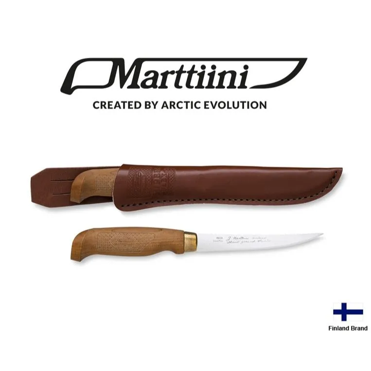 Marttiini芬蘭北歐刀具Superflex 10極致彈性殺魚刀彈性鋼附質感皮鞘MN610016