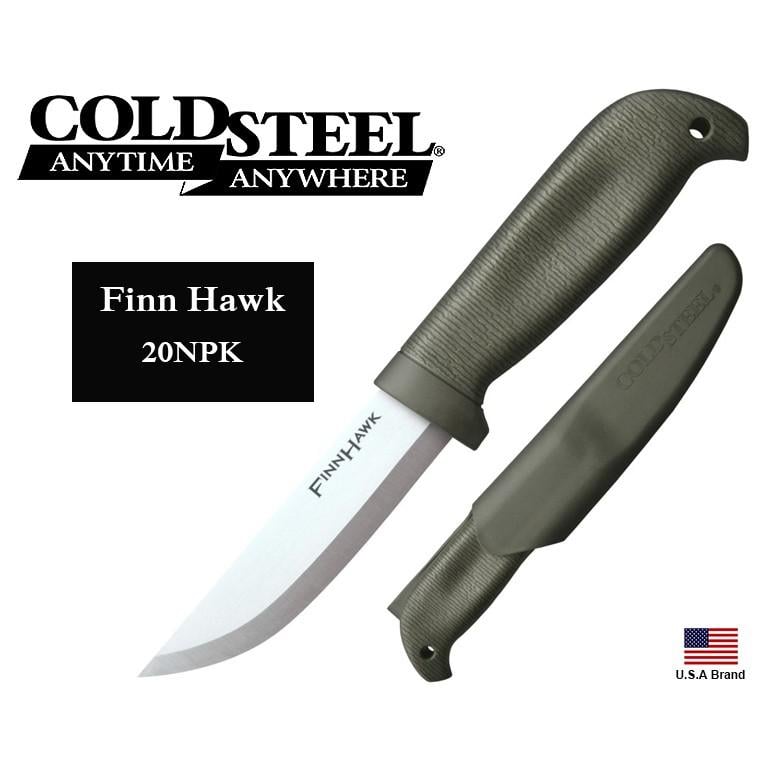 美國Cold Steel冷鋼Finn Hawk直刀德國4116冷凍焠火不銹鋼軍綠色握柄附刀鞘【CS20NPK】