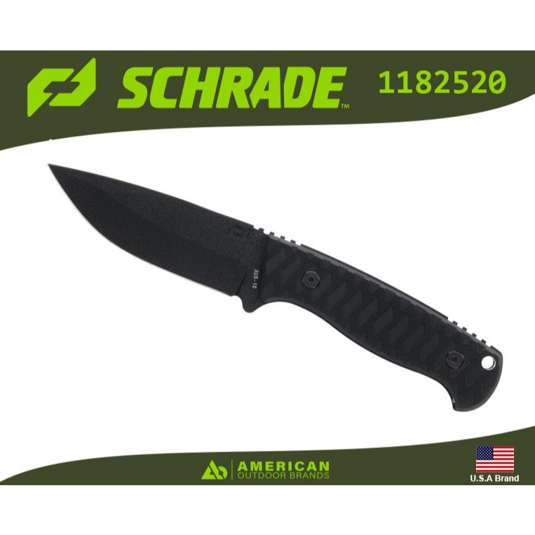 美國Schrade直刀3.3mm厚Wolverine AUS-10高碳鋼G10握柄附磨刀器刀鞘SCH1182520