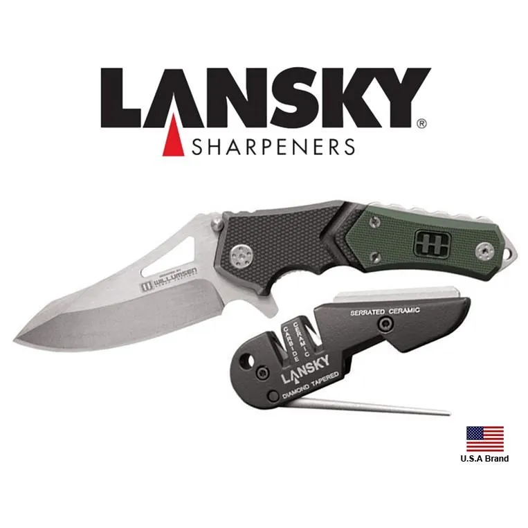 Lansky美國4合1隨身磨刀器與Responder X9 折刀套件組【LSUTR7】