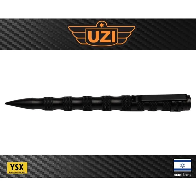 以色列UZI烏茲戰術筆(黑色)鋁合金筆身Striking Point附背夾 UZITP11BK