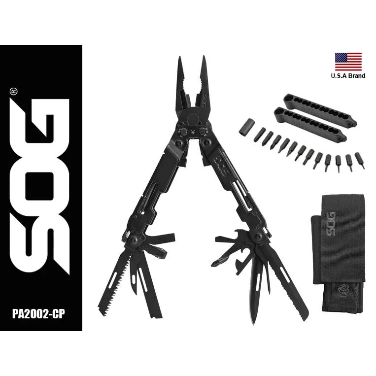美國SOG特偵組21用多功能工具鉗POWERACCESS DELUXE(全黑)附收納套起子組 SOGPA2002-CP