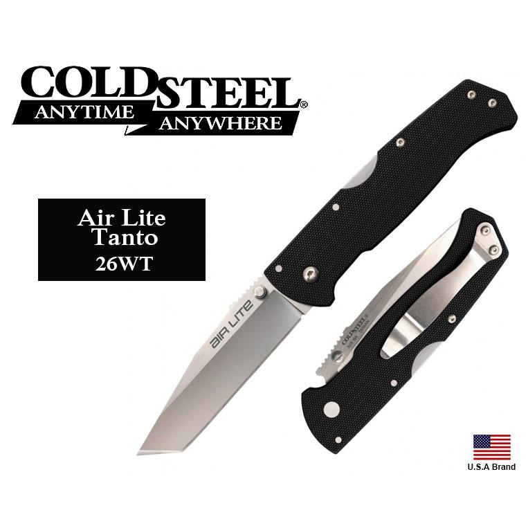 美國Cold Steel冷鋼折刀輕量化Air Lite Tanto劍型 AUS10A鋼G10柄【CS26WT】