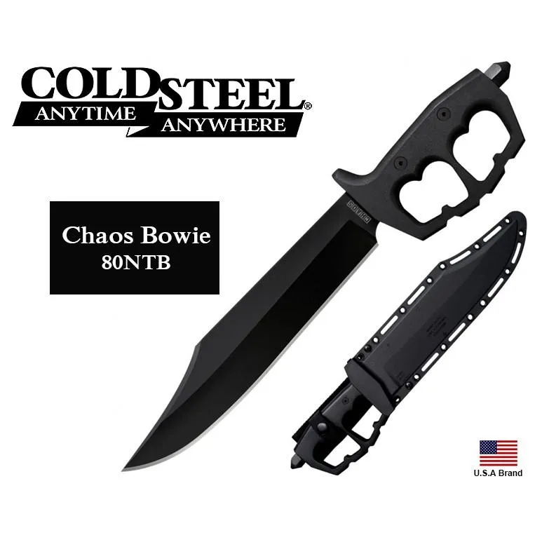 美國Cold Steel冷鋼Chaos Bowie護柄直刀SK-5鋼黑色塗層附刀鞘尾部擊破器 CS80NTB