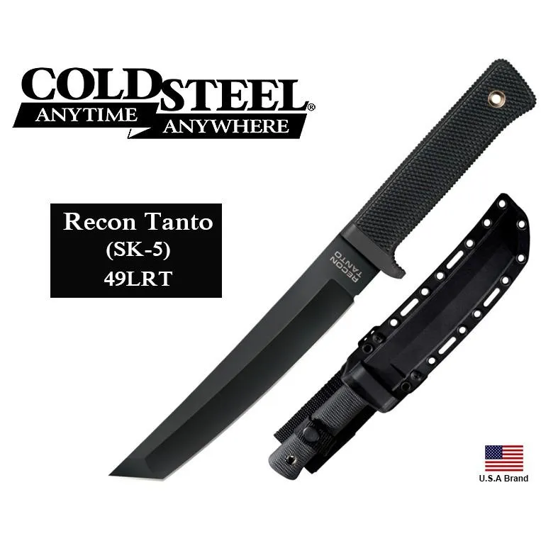 美國Cold Steel冷鋼經典Recon Tanto直刀SK-5鋼黑色塗層附刀鞘 CS49LRT