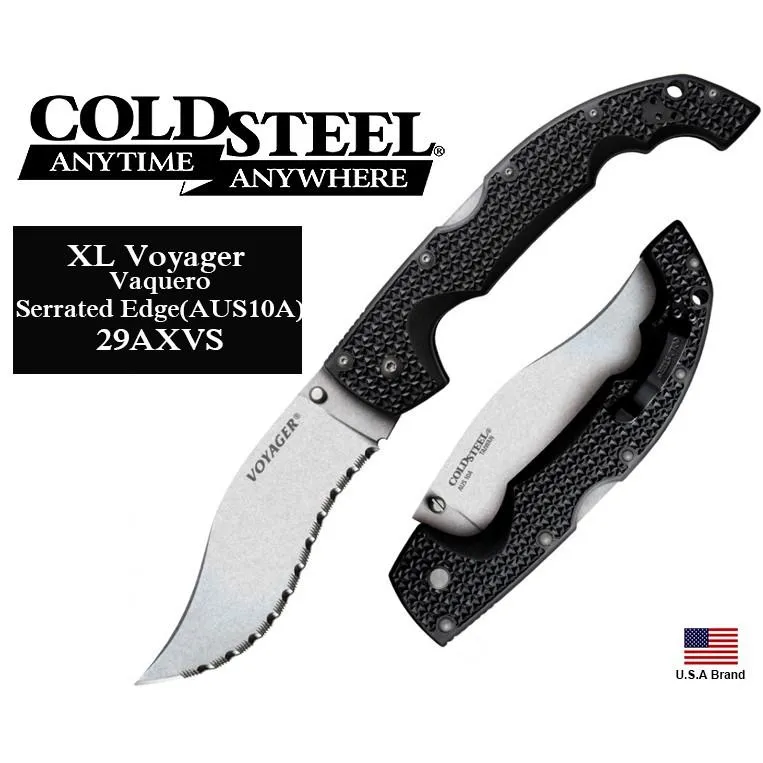 美國Cold Steel冷鋼折刀巨型XL Voyager Vaquero全齒刃AUS10A鋼黑柄 CS29AXVS