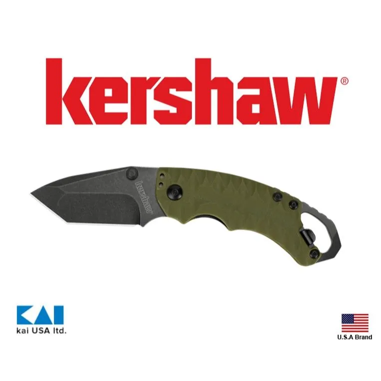 美國Kershaw迷你小折刀Shuffle II 8Cr13MoV不銹鋼軍綠色柄附背夾開瓶器【KS8750TOLBW】