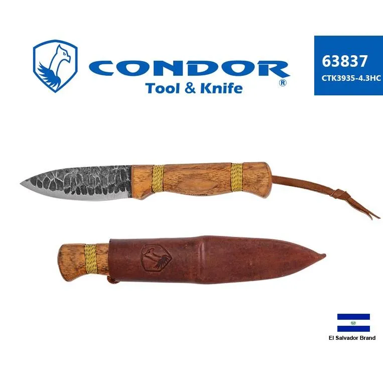 薩爾瓦多Condor直刀CAVELORE槌印面1095高碳鋼核桃木握柄附皮鞘 Con63837
