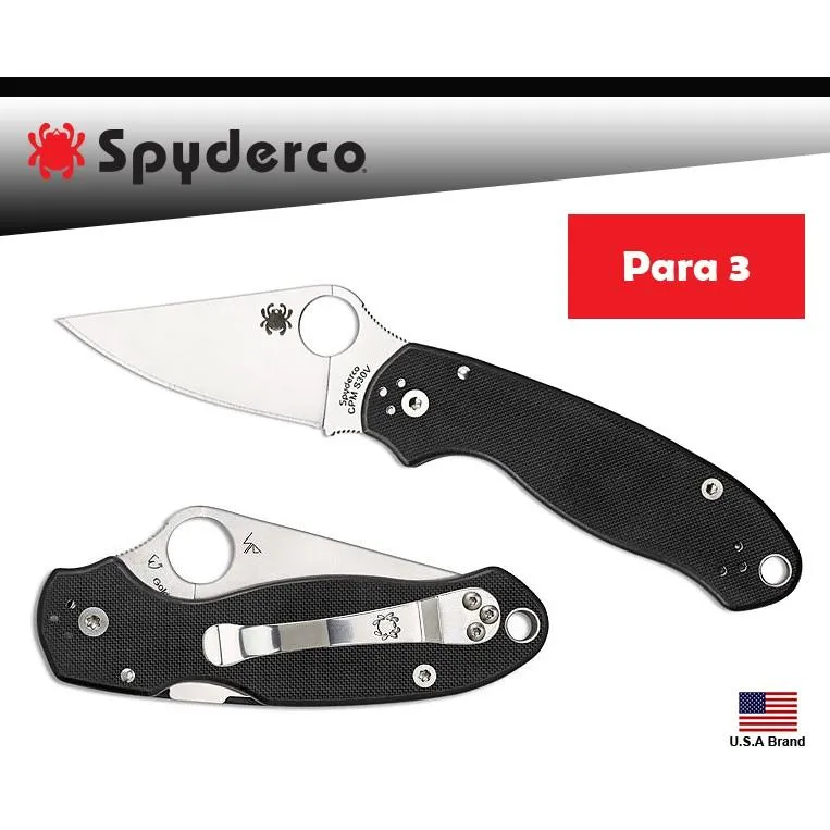 Spyderco美國蜘蛛Paramilitary 3折刀黑色G10柄CPM S45V粉末鋼附背夾C223GP