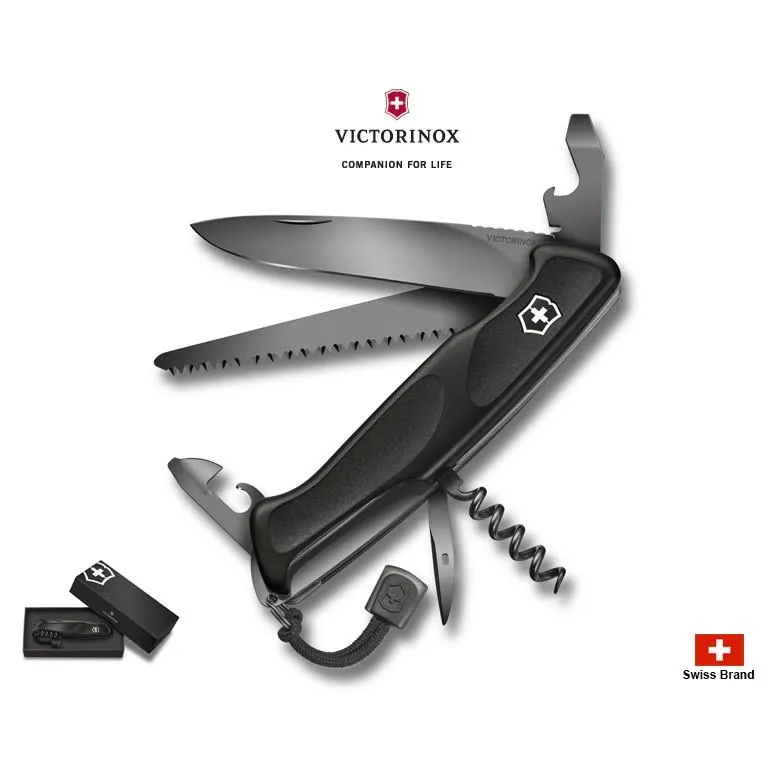 Victorinox瑞士維氏130mm長Ranger Grip 55 Onyx黑色DLC瑞士刀 0.9563.C31P