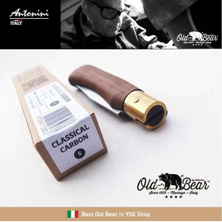 義大利 Antonini Knives Old Bear Carbon碳鋼版 S號核桃木柄折刀ANT930617LN