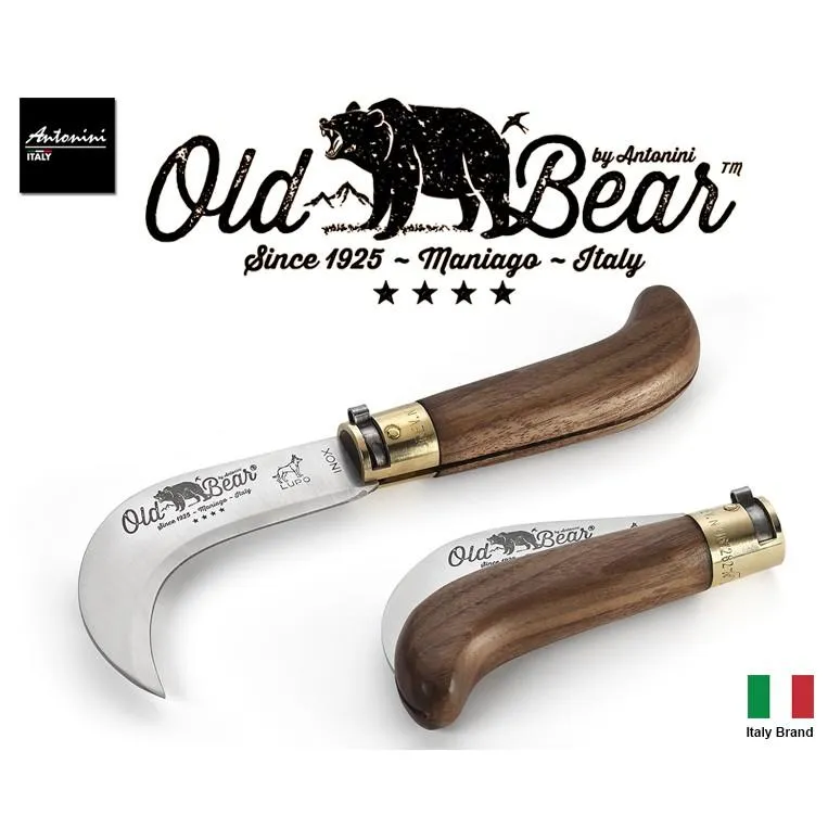 義大利 Antonini Knives Old Bear Billhook彎刀(大)核桃木柄折刀【OB001PU】