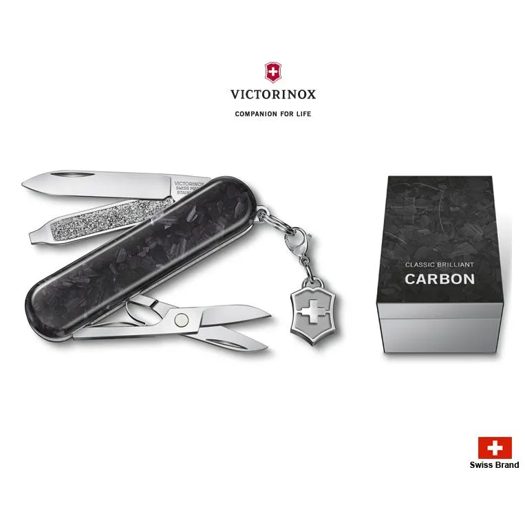 Victorinox瑞士維氏58mm奢華系列Brilliant Carbon碳纖維外殼5用瑞士刀【0.6221.90】