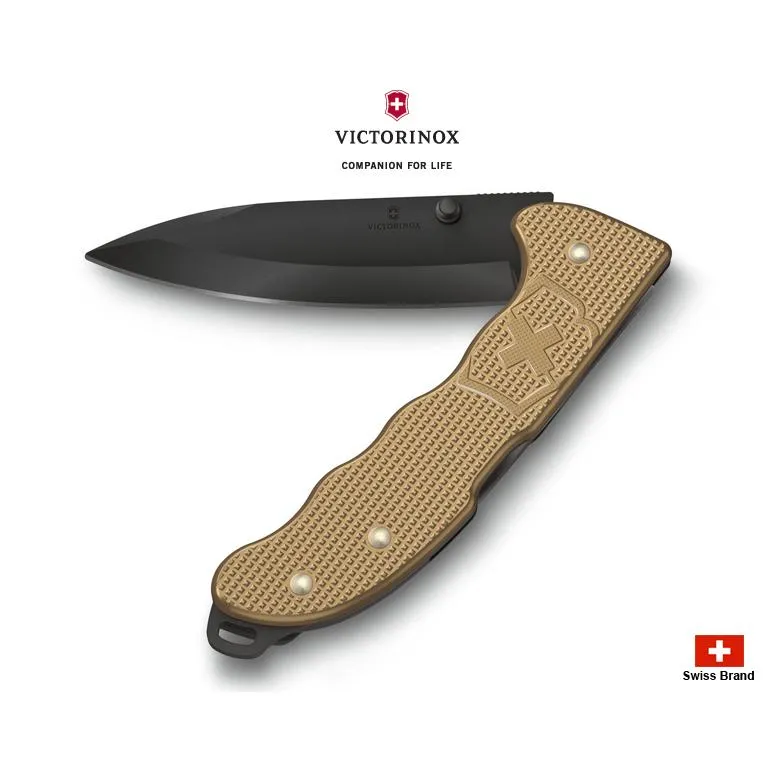 Victorinox瑞士維氏136mm Evoke系列推刀柱瑞士刀咖啡色鋁合金握柄黑色刀刃【0.9415.DS249】
