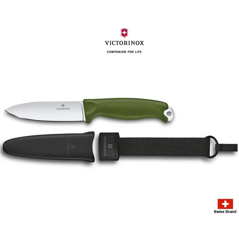 Victorinox瑞士維氏瑞士刀Venture直刀14C28N不銹鋼刀刃綠色TPE握柄【3.0902.4】