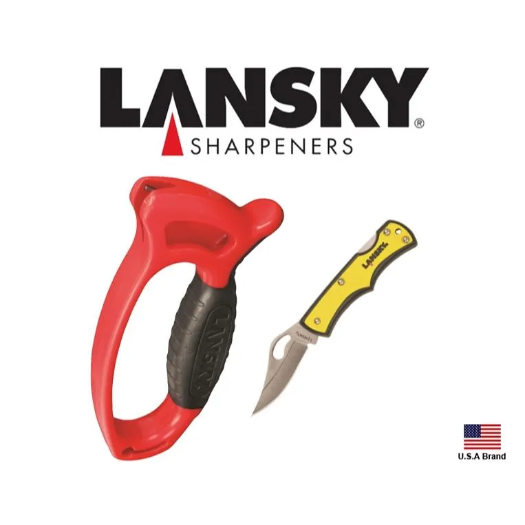 Lansky美國Deluxe Quick磨刀器與背鎖小折刀組合包【LSTCN045】