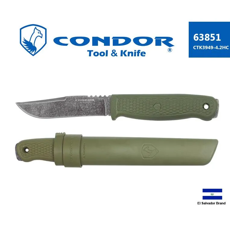 薩爾瓦多Condor直刀BUSHGLIDER軍綠色1095高碳鋼硬塑握柄附刀鞘【Con63851】