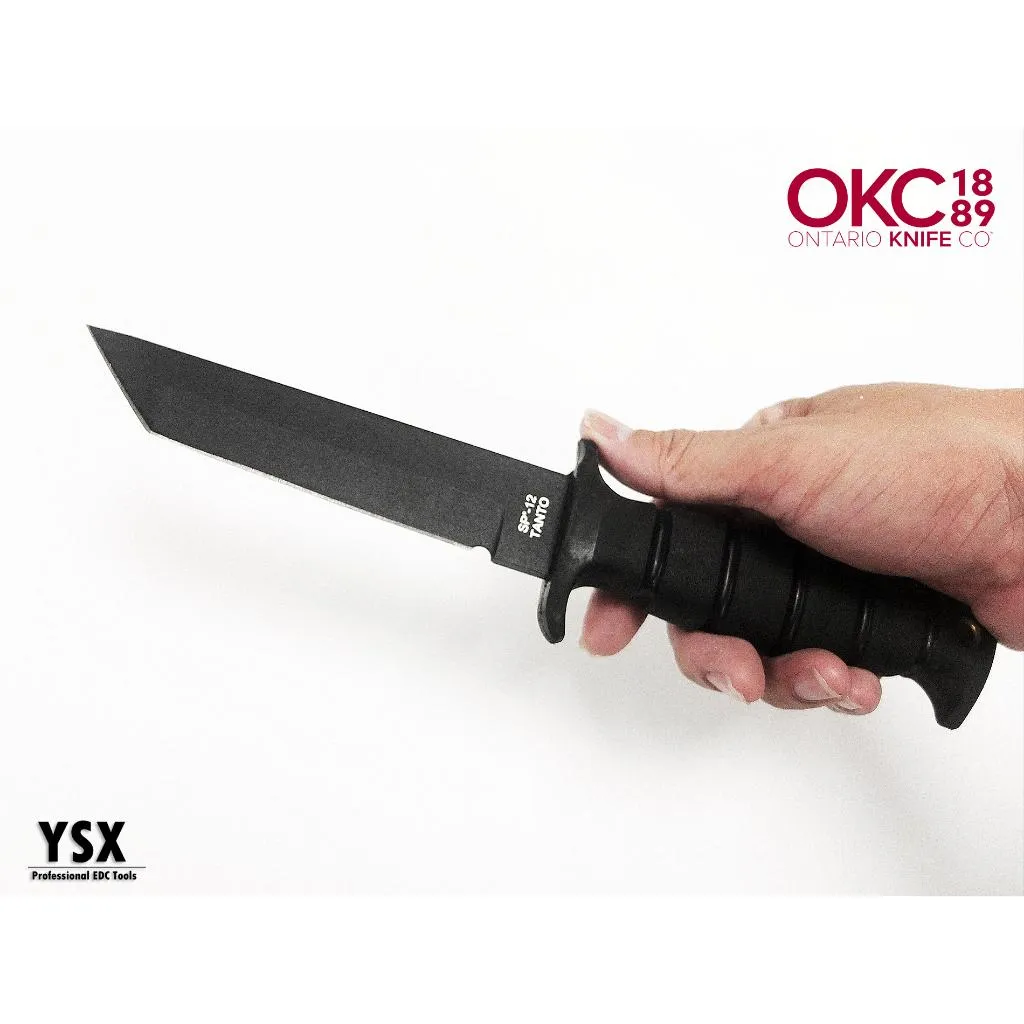 美國Ontario直刀SP-12 Tanto厚刃劍型1075高碳鋼Karton握柄,美國製造【OKC8400】