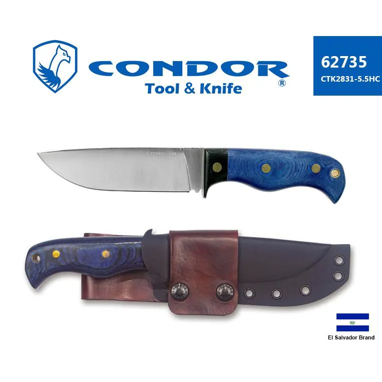 薩爾瓦多Condor BLUE HAVOC 直刀1075高碳鋼Micarta握柄附K鞘皮套【Con62735】