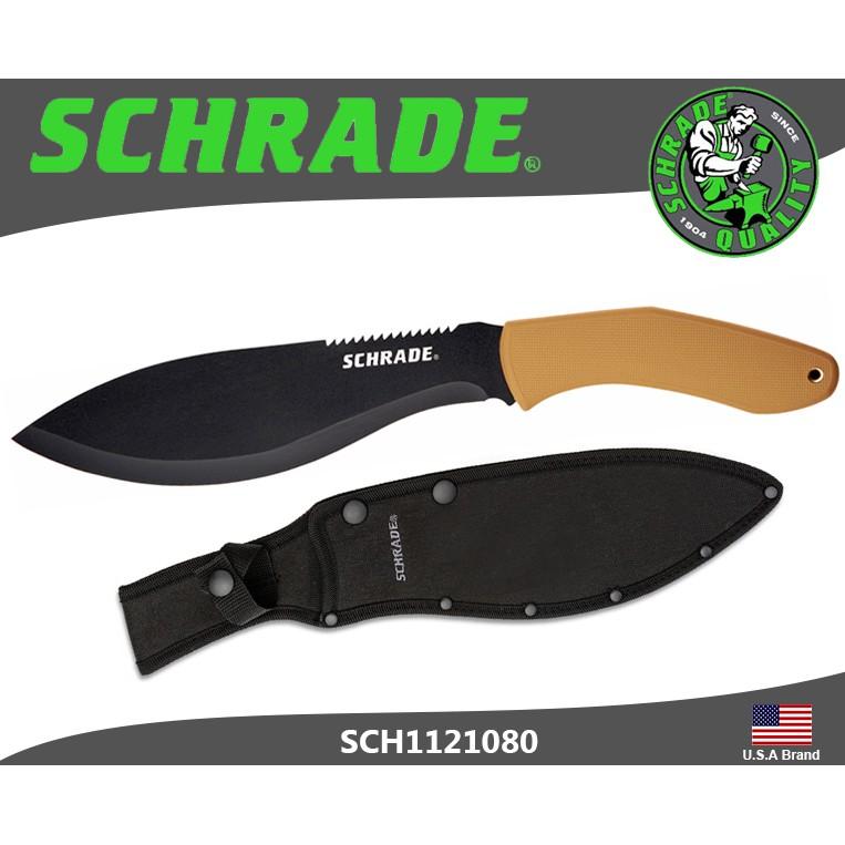 美國Schrade直刀Frontier沙漠色系列3mm厚3Cr13不銹鋼黑塗層GFN握柄附刀袋【SCH1121080】