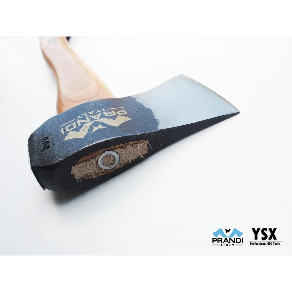 Prandi義大利老牌斧頭C45/1045碳鋼13吋Yankee斧型露營斧擲斧山核桃木握柄附掛繩【PRA5105T】