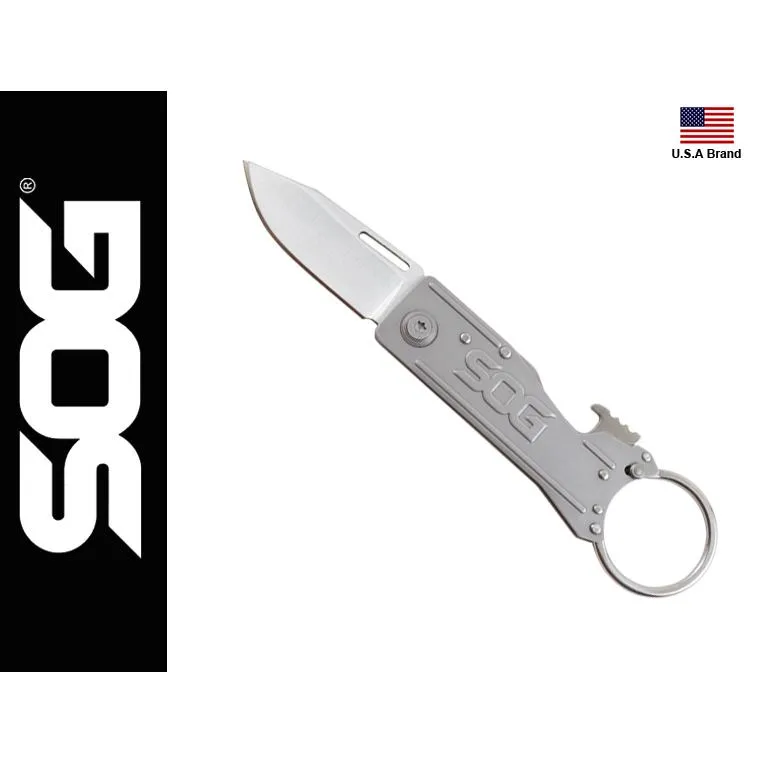 美國SOG特偵組折刀KEYTRON不銹鋼開瓶器鎖定式鑰匙圈折刀【SOGKT1001-CP】