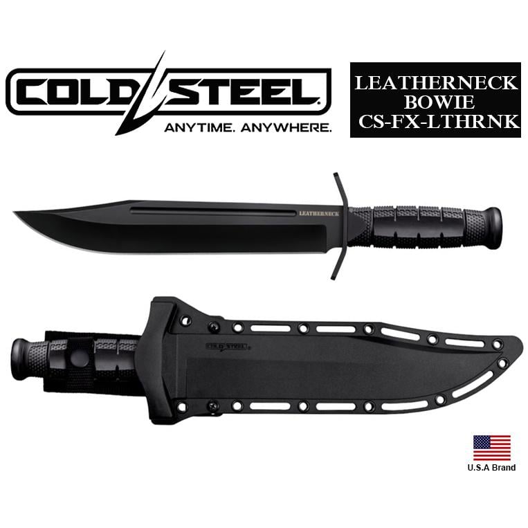 美國Cold Steel冷鋼經典LEATHERNECK BOWIE開血槽直刀D2鋼黑色塗層附刀鞘【CSFXLTHRNK】