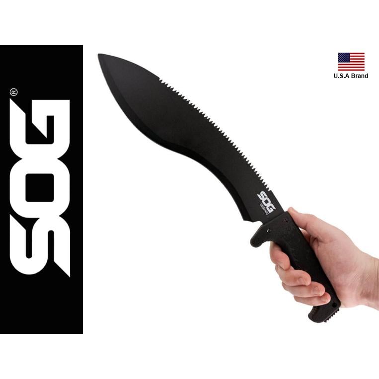美國SOG特偵組直刀砍刀廓爾克KUKRI MACHETE背面鋸齒附尼龍收納袋【SOGMC11-N】