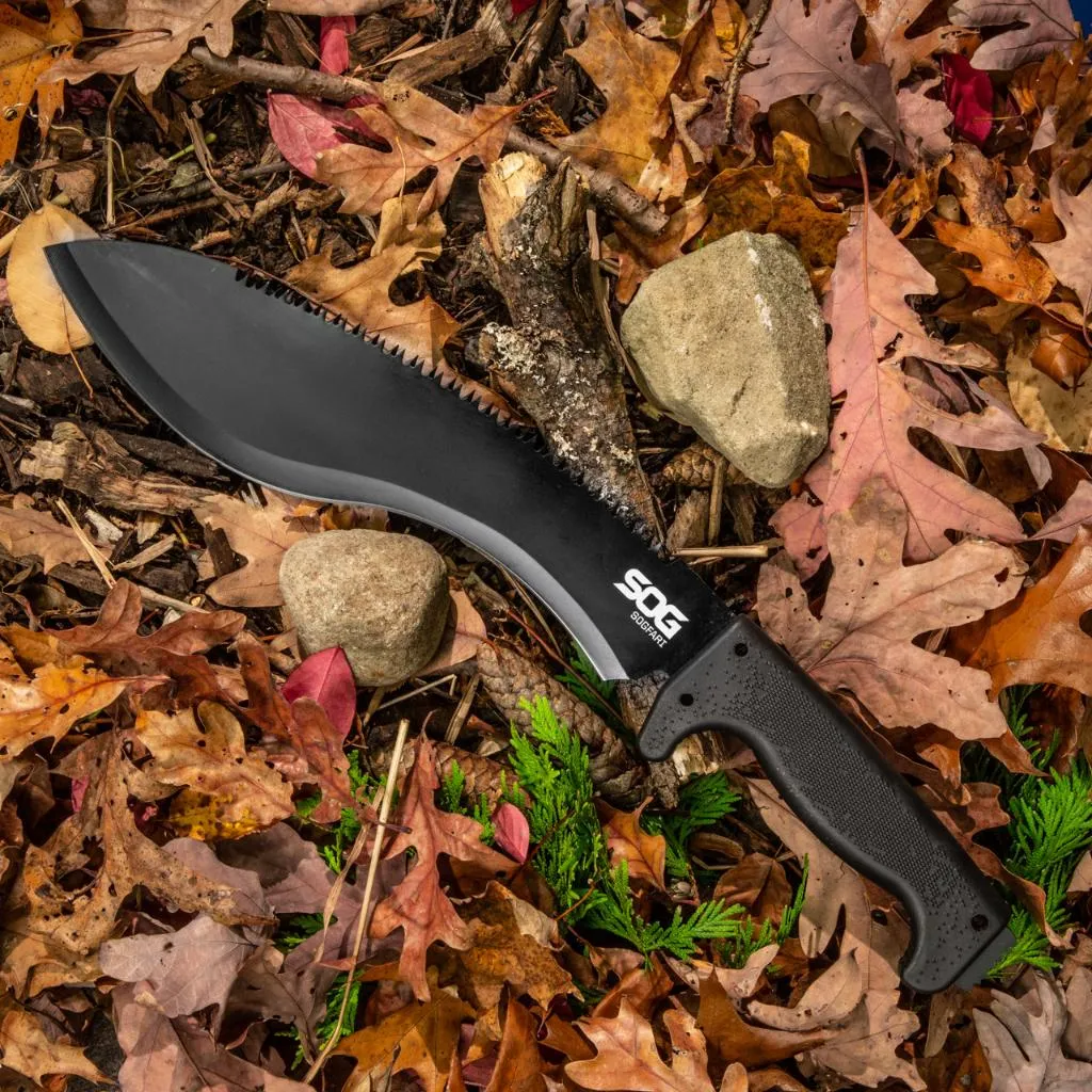 美國SOG特偵組直刀砍刀廓爾克KUKRI MACHETE背面鋸齒附尼龍收納袋【SOGMC11-N】