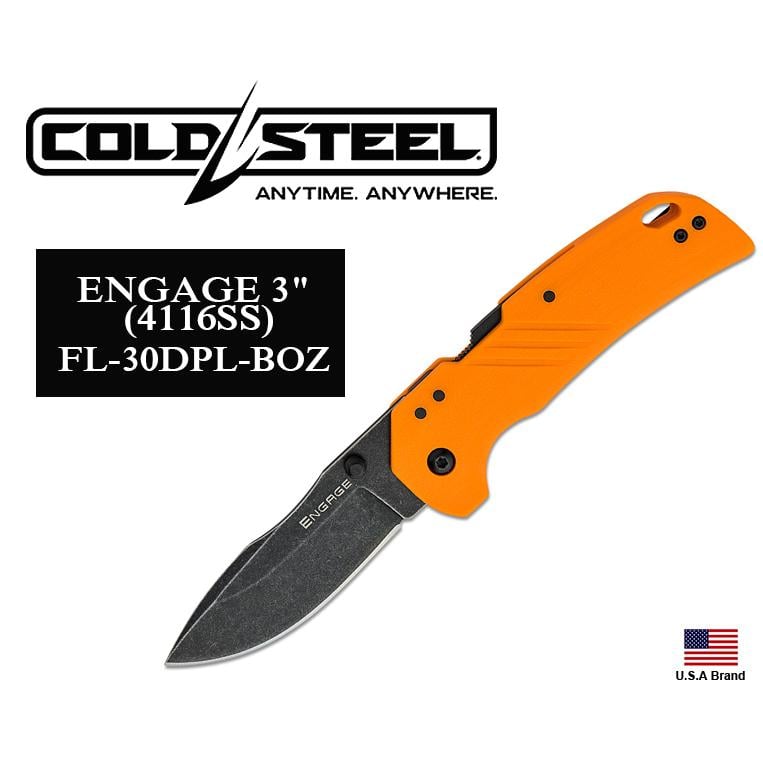 美國Cold Steel冷鋼折刀ENGAGE 3"新型鎖定ATLAS 4116鋼橘柄【CSFL30DPLDBOZ】