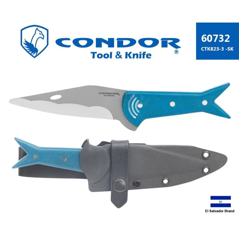 薩爾瓦多Condor直刀巨齒鯊造型MEGALODON 14C28N不銹鋼Micarta柄附K鞘【Con60732】
