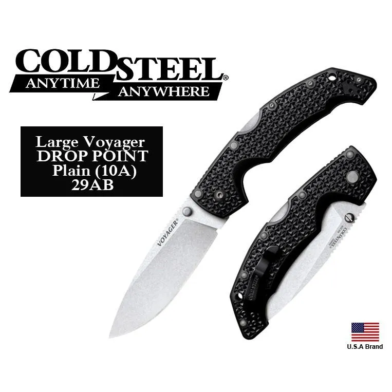 美國Cold Steel冷鋼折刀Large Voyager DROP日本AUS10A鋼黑色Grive柄 CS29AB