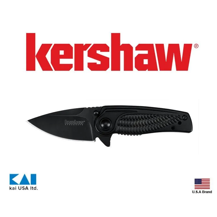 美國Kershaw折刀7公分迷你Spoke手指快開黑色4CR14不銹鋼附背夾【KS1313BLK】