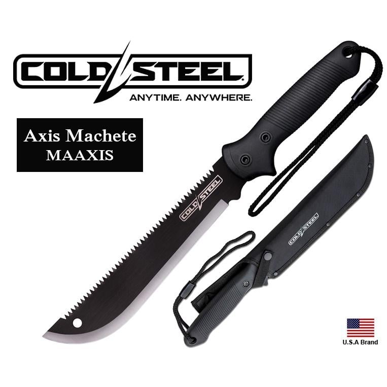 美國Cold Steel冷鋼直刀砍刀Axis Machete高碳鋼刀背鋸橡膠握柄附手綁繩尼龍刀鞘【CSMAAXIS】