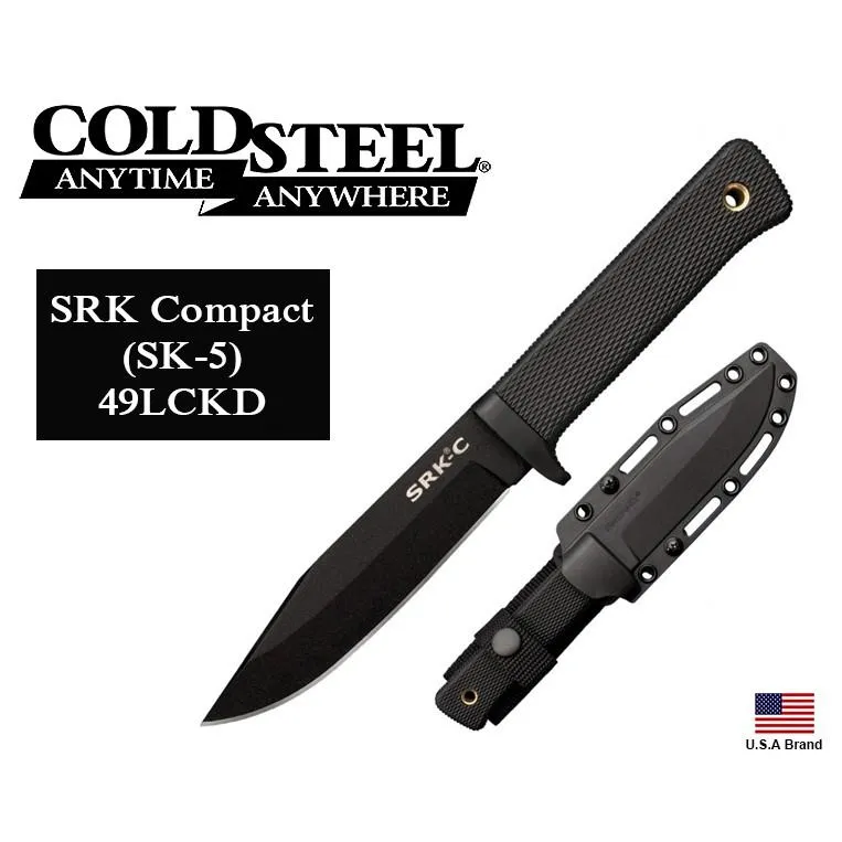 美國Cold Steel冷鋼SRK Compact直刀SK-5鋼黑色塗層附刀鞘 CS49LCKD