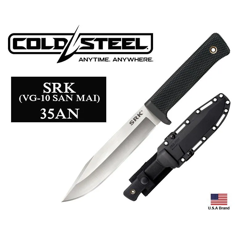 美國Cold Steel冷鋼SRK直刀日本VG-10三枚鋼Kray-Ex握柄附刀鞘 CS35AN